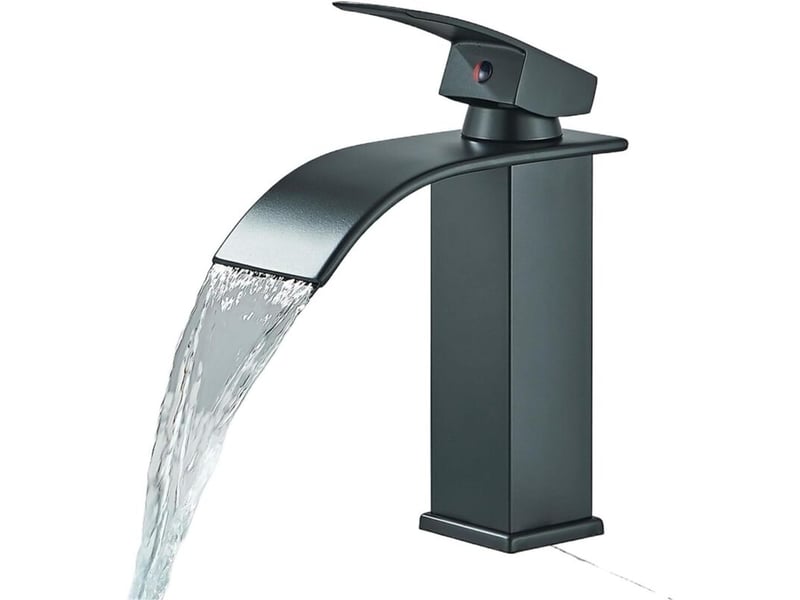 1 pc robinet mitigeur de lavabo cascade noir moderne - robinetterie de salle de bain - pour lavabos sous plan  - Conforama A