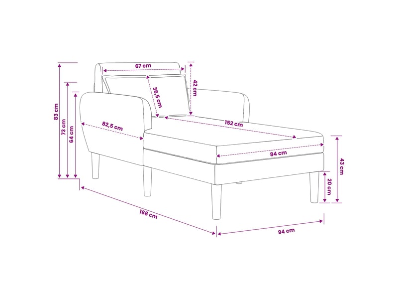  Vidaxl chaise longue kaki velours granuleux  - Conforama C