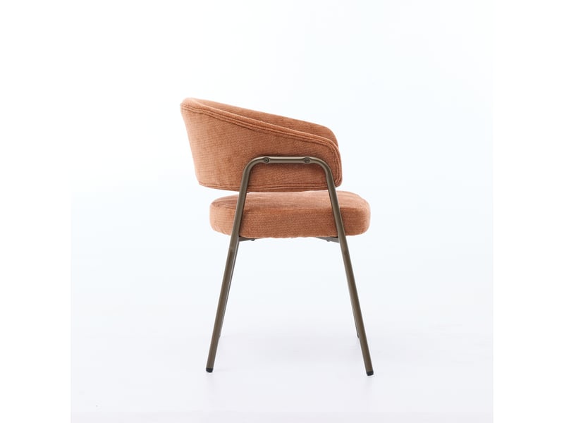  Chaise de salle à manger chenille sw1876og orange avec accoudoirs et pieds métal laiton antique  - Conforama E