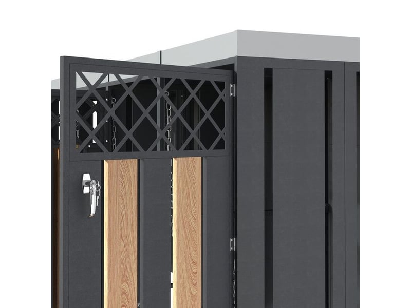  Placard à ordures avec jardinière intégrée - quatre compartiments - verrouillable - ventilation losange - grain de bois bicolore - Conforama C