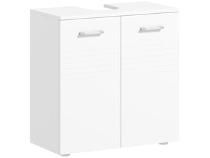 Meuble sous lavabo 2 portes blanc brillant, étagère réglable, 60 x 30 x 62,5 cm