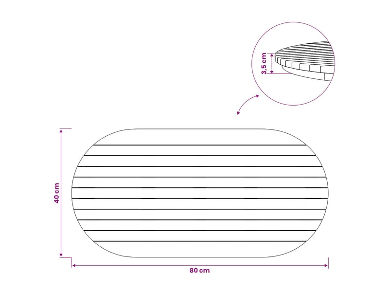 Vidaxl plateau de table 80 x 40 x 3,5 cm ovale bois de teck massif - Conforama C