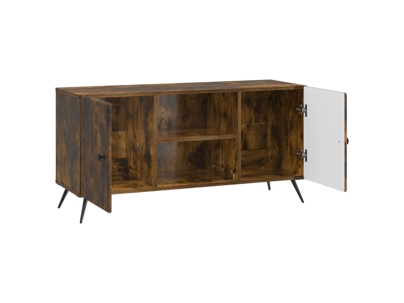  Meuble tv - banc tv - meuble de rangement 102 x 34,5 x 50 cm chêne fumé bois d'ingénierie  - Conforama E