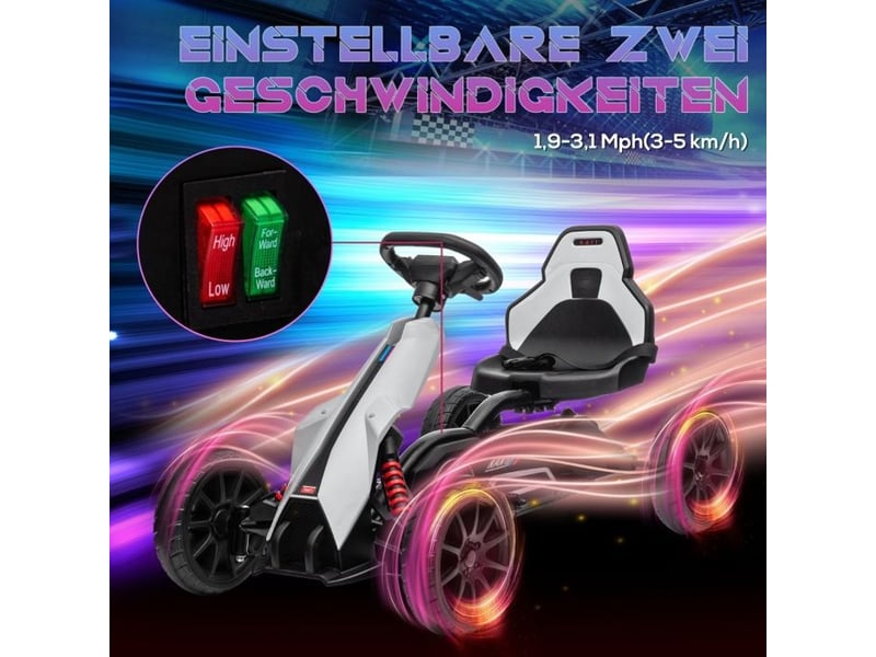  Kart électrique pour enfants - modèle blanc - 12 v - vitesse réglable 3-5 kmh - sécurité renforcée YJP-T3323P356521 - Conforama E