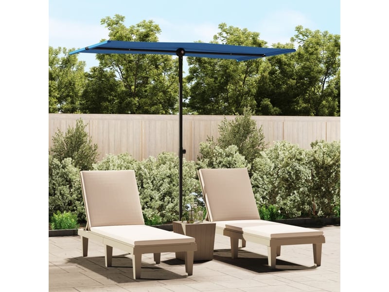  Parasol de jardin | parasol d'extérieur avec mât en aluminium 180x110 cm bleu azuré  - Conforama B
