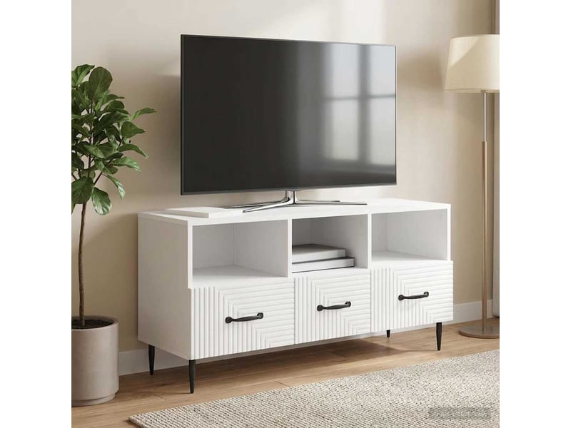  Meuble tv - banc tv - meuble de rangement blanc brillant 102 x 34,5 x 50 cm bois d'ingénierie  - Conforama B