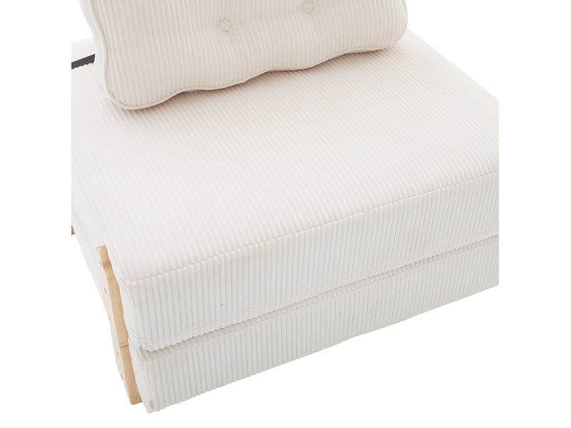  Fauteuil convertible 90x86x84 cm en velours côtelé beige  - Conforama D