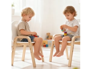 Lot de 2 chaises enfant réglables en hauteur 39 x 34 cm blanches en bois, de 3 à 15 ans avec accoudoirs