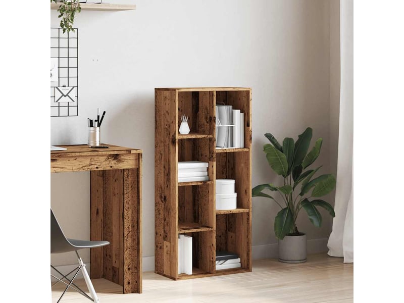  Bibliothèque, meuble de rangement salon vieux bois 50x25x104 cm  - Conforama C