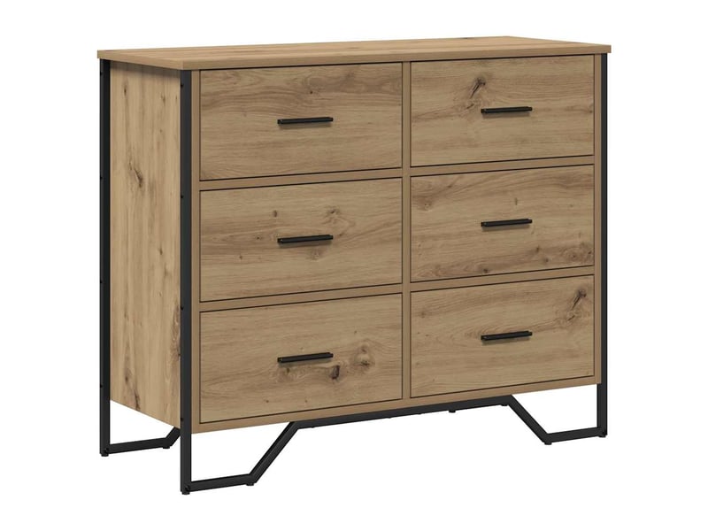  Commode chambre adulte, armoire à tiroirs 6-tiroir chêne artisanal 91x35,5x74,5 cm  - Conforama A
