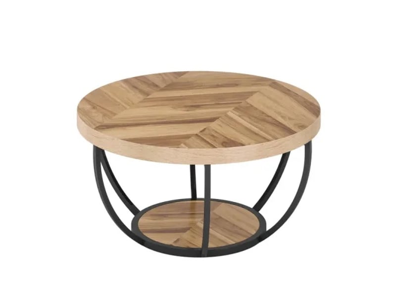  Table basse ronde en mdf et métal coloris bois ø80x45 cm  - Conforama A