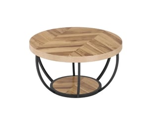 Table basse ronde en mdf et métal coloris bois ø80x45 cm