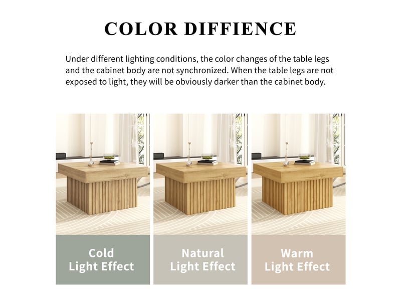  Table basse fixe pour salon en mdf et panneaux de particules 79×79×46 cm bois naturel  - Conforama C