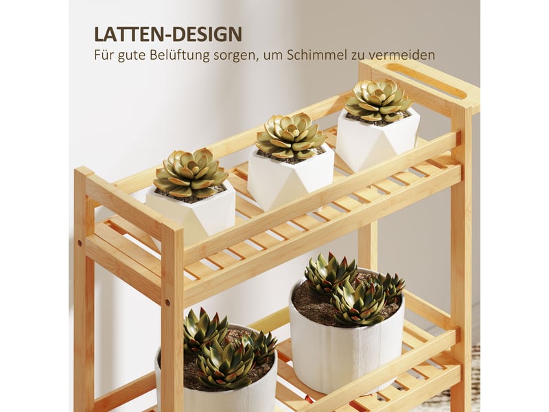  Desserte à roulettes 3 niveaux en bambou 55 x 20 x 75 cm  - Conforama E