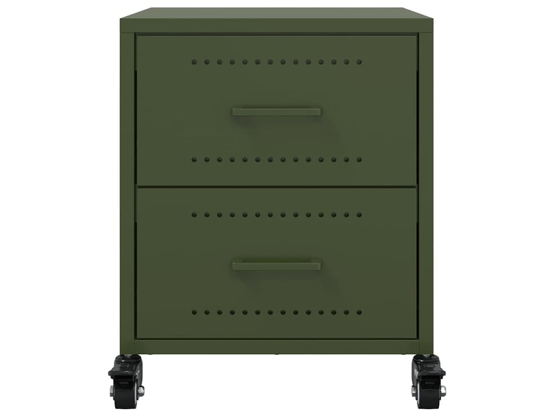  Vidaxl 2 tables chevet vert olive acier 2 tiroirs table nuit 36x39x435cm déco industrielle  - Conforama D