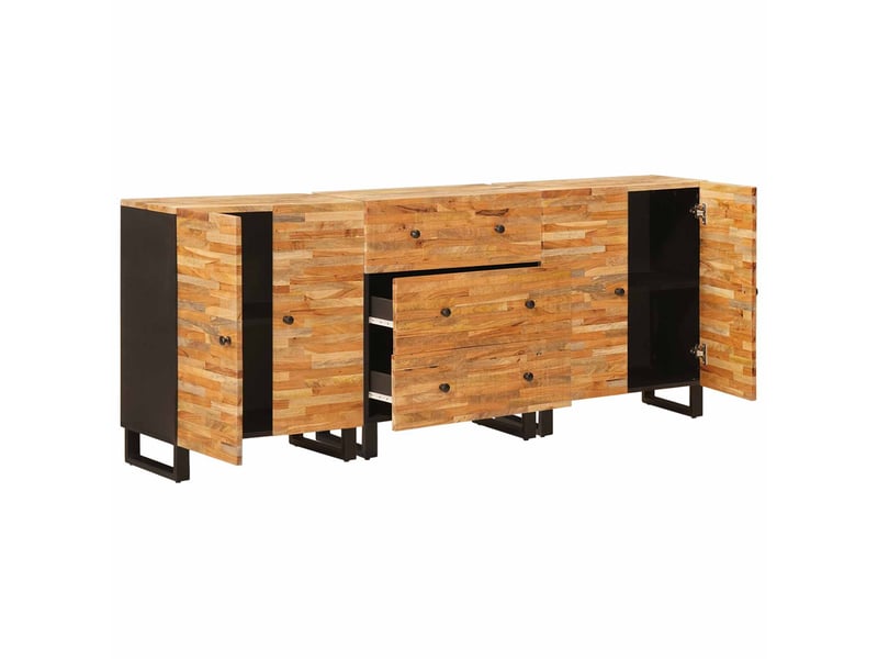 Buffet - bahut - meuble de rangement 3 pc 60 x 33 x 75 cm bois de mangue massif marron  - Conforama A