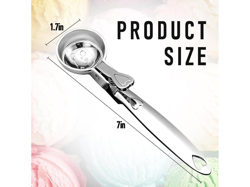 Cuillère à glace, métal cuillère à glace avec déclencheur, réutilisable ice cream scoop 18 x 4.4 cm, pour pâtisserie, boule à melon  - Conforama B