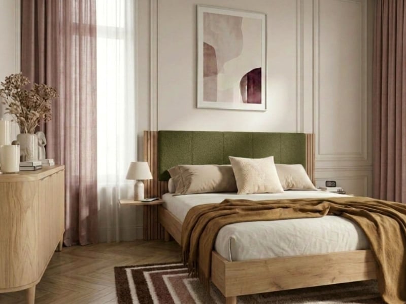  Bobochic lit isya tissu bouclette avec lattes massives vert 140x190 ISYA - Conforama C