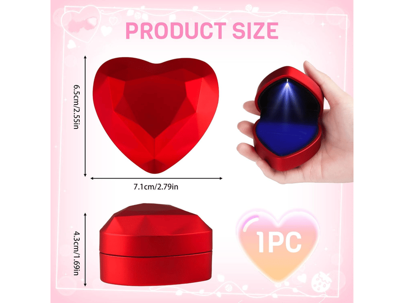  Boîte de bague avec lumière led, boîte à bagues en velours, écrin bague forme cœur avec éclairage automatique, coffret cadeau fiançailles  - Conforama B
