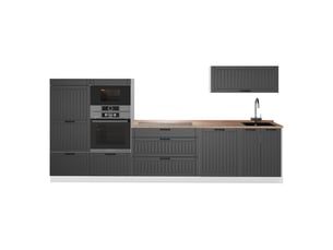 Vicco cuisine, gris foncéblanc, 340cm, pt chêne