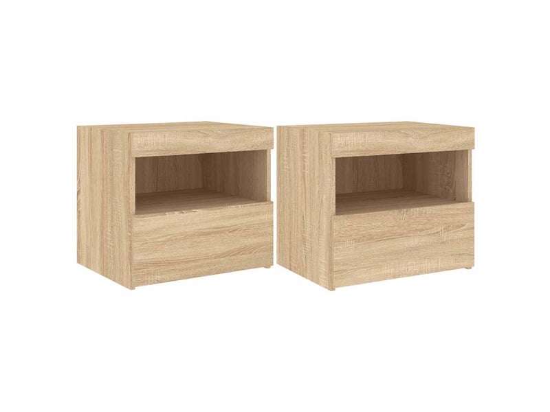  Vidaxl tables de chevet chêne sonoma led bois table de nuit 50x40x45cm chambre salon  - Conforama A