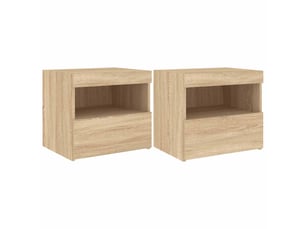Vidaxl tables de chevet chêne sonoma led bois table de nuit 50x40x45cm chambre salon