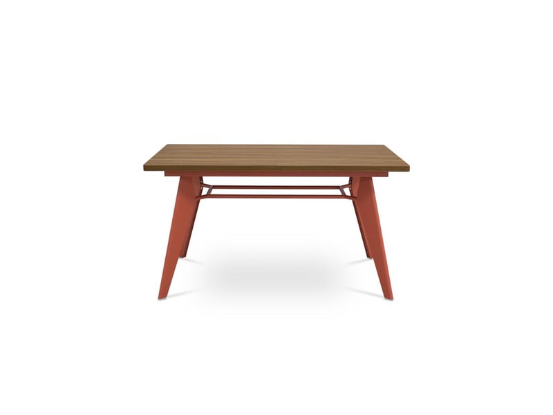  Table à manger extensible 140180cm pieds métal terracotta et plateau finition noyer meloe MELOE - Conforama A