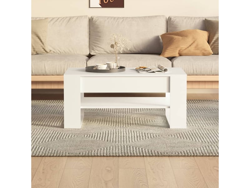  Table basse rectangulaire | table de salon blanc 102x55x45 cm bois d'ingénierie  - Conforama E