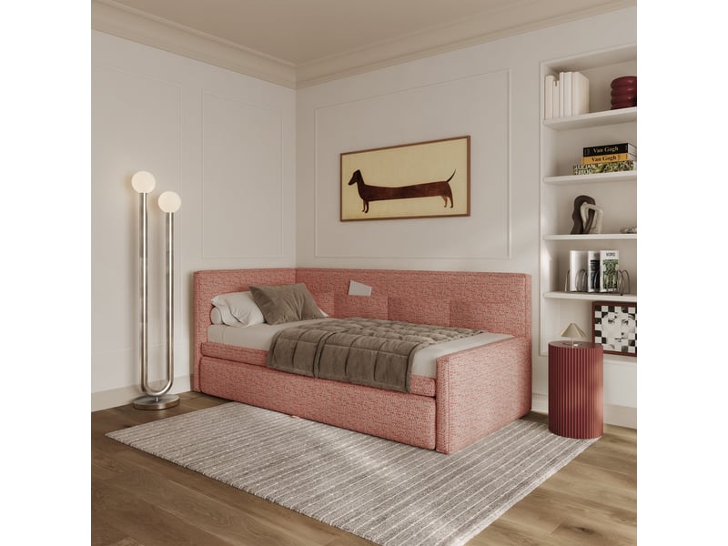  Selsey nesmi - lit rembourré - 90x200 cm - tissu tressé rose Nesmi - Conforama B