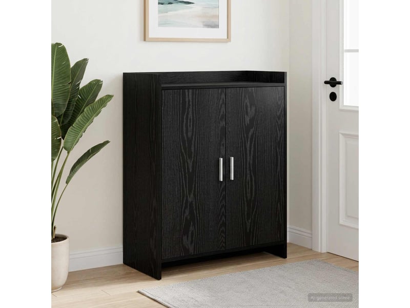  Meuble à chaussure, cabinet à chaussures avec stockage chêne noir 73,5x36x92 cm shl5623  - Conforama B