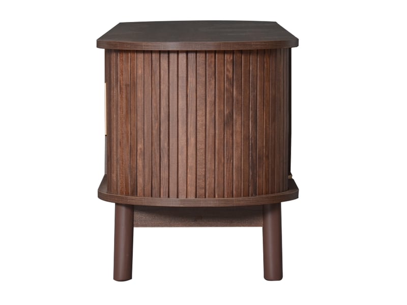  Meuble tv marron 165x39,5x46 cm avec portes coulissantes et abattant, support tv jusqu’à 65 pouces  - Conforama D