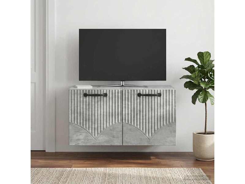  Meuble tv - banc tv - meuble de rangement mural gris béton 59,5 x 31 x 30 cm bois d'ingénierie  - Conforama D