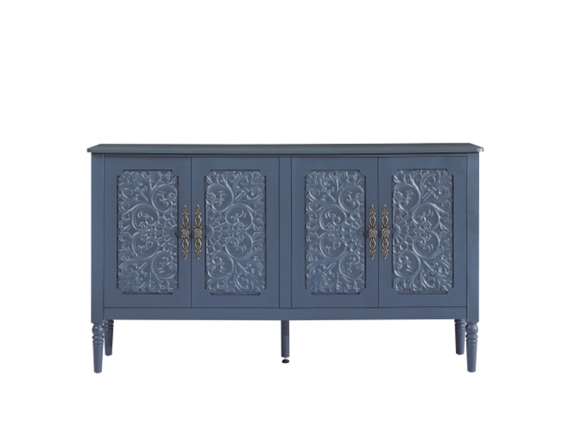  Buffet bleu marine à reliefs antiques, grand rangement, coins arrondis – meuble classique pour salle à manger et salon  - Conforama A