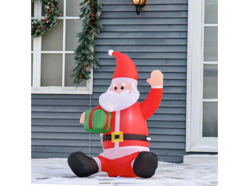  Décoration de noël père noël, 1,2 m, autogonflante, led, avec souffleur, rouge et blanc  - Conforama C