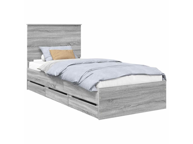  Lit simple- lit adulte -  cadre de lit gris sonoma 100 x 200 cm bois ingénierie  - Conforama A