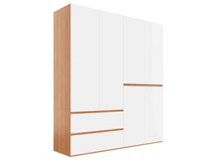 Armoire 180x50x200 cm à 6 portes, 2 tringles, 5 tiroirs blanc, grand rangement de vêtements, dressing, déco chambre