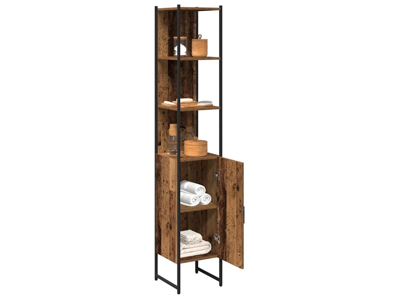 Armoire de salle de bain, cabinet de salle de bain bois ancien 33 x 33 x 185,5 cm cf65053 - Conforama C