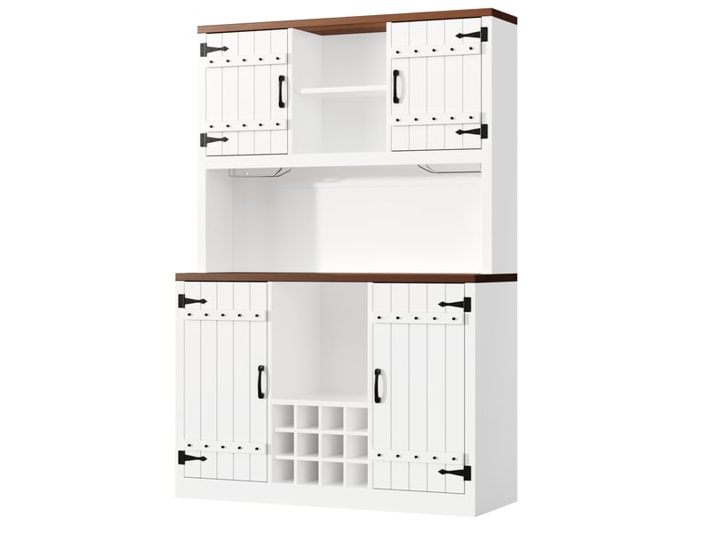  Buffet haut 120x40x180 cm blanc mdf et métal, style industriel vintage, rangement cuisine et salle à manger  - Conforama D