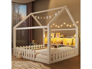 Lit cabane 140x190 cm coloris blanc