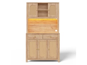 Armoire de cuisine 5 portes en rotin et 2 tiroirs led 100 x 40 x 180 cm