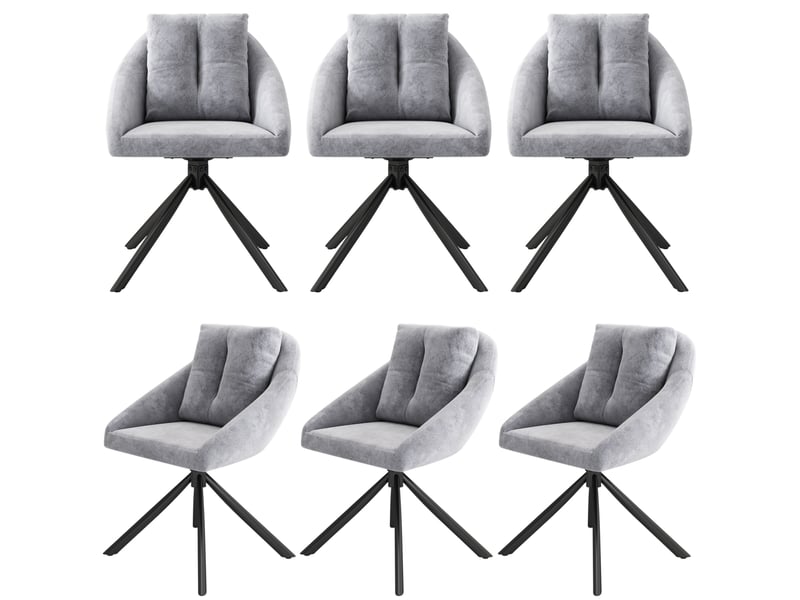  Chaise de salle à manger grise moderne, élégante et confortable, pivotante à 360 degrés, en tissu velours respirant, design ergonomique  - Conforama A