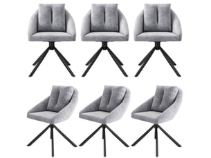 Chaise de salle à manger grise moderne, élégante et confortable, pivotante à 360 degrés, en tissu velours respirant, design ergonomique