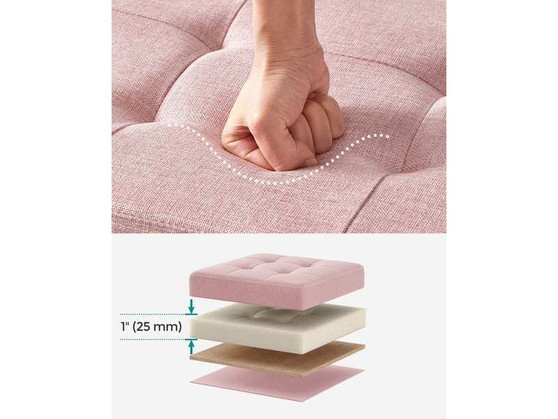  Banc de rangement pliable rose en tissu effet lin  - Conforama D