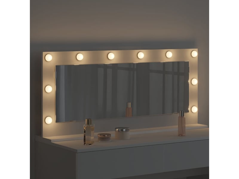  Miroir de vanité, miroir de coiffeuse blanc 100 x 45 x 18 cm verre et bois composite cf62735  - Conforama C