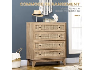 Chiffonnier 4 tiroir(s)    <strong></strong> <strong></strong> coloris naturel largeur 80 cm hauteur 95 cm