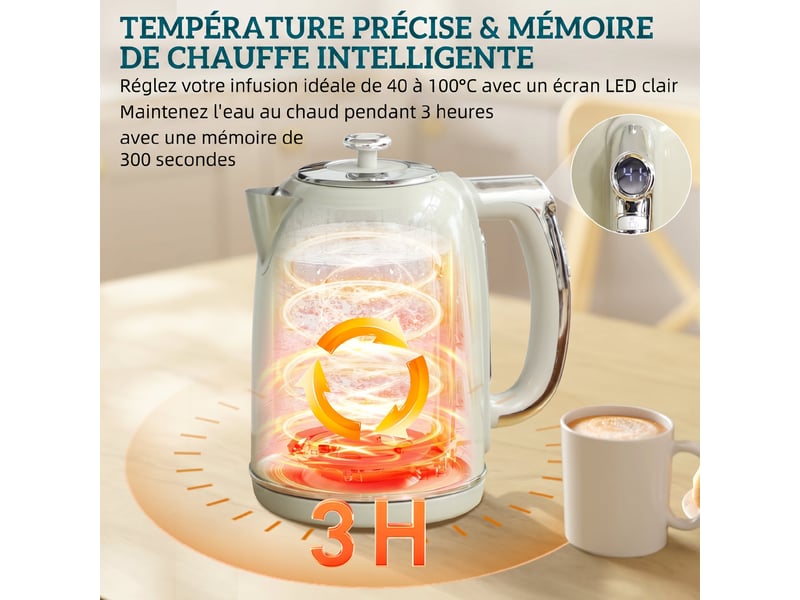  Ensemble bouilloire et grille-pain, gris, bouilloire en acier inoxydable 1,7 l et 2200 w et grille-pain à 2 tranches  - Conforama E