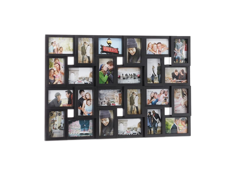  Cadre photos pêle-mêle vertical horizontal 57 x 86 x 3 cm pour 24 photos décoratif en plastique noir 13_0005508  - Conforama A