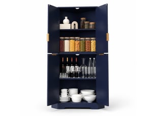Armoire d’angle,60x60x172 cm,4 portes et étagères réglables,mdf,bleue