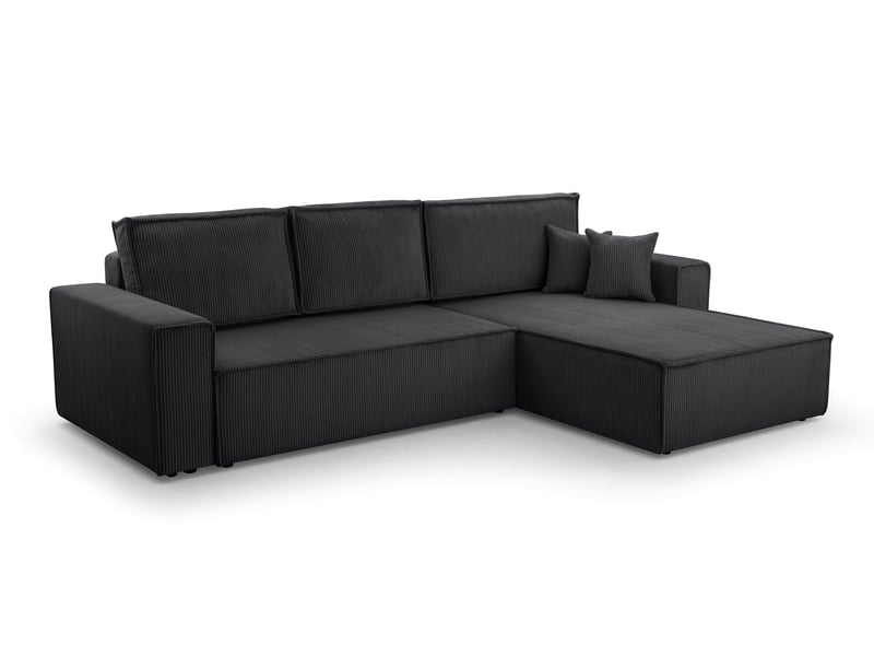  Canapé d’angle en velours côtelé gris foncé cedria – 287 cm CedriaMini - Conforama A