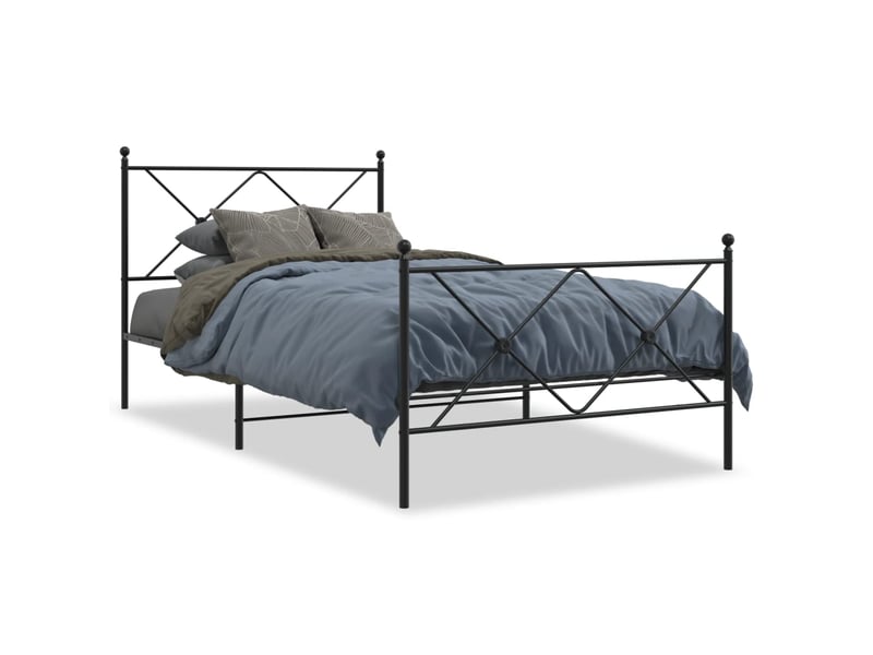  Lit simple- lit adulte -  cadre de lit métal sans matelas et pied de lit noir 100x200 cm  - Conforama A